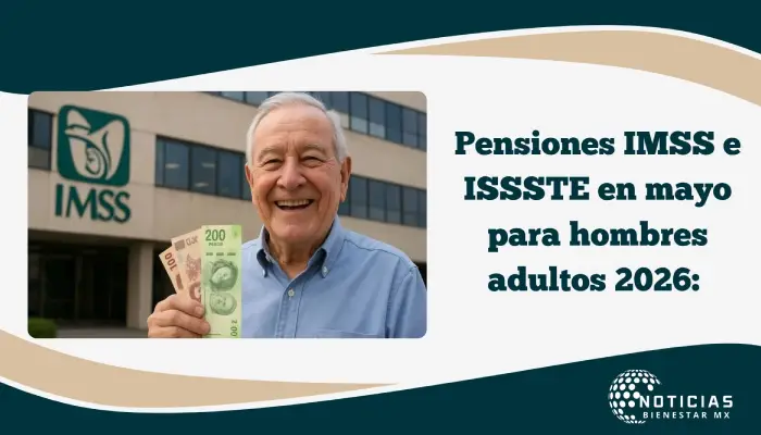 Pensiones IMSS e ISSSTE en mayo para hombres adultos 2026: